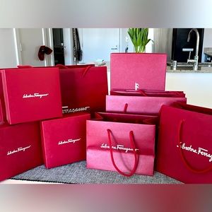 Ferragamo shopping bags and shoe boxes great for decoration!